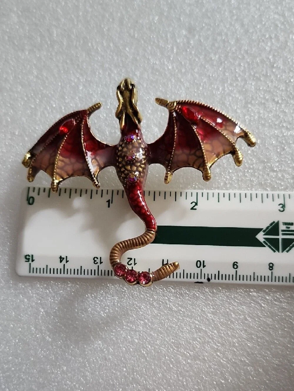 Red Enamel Dragon Wing Brooch